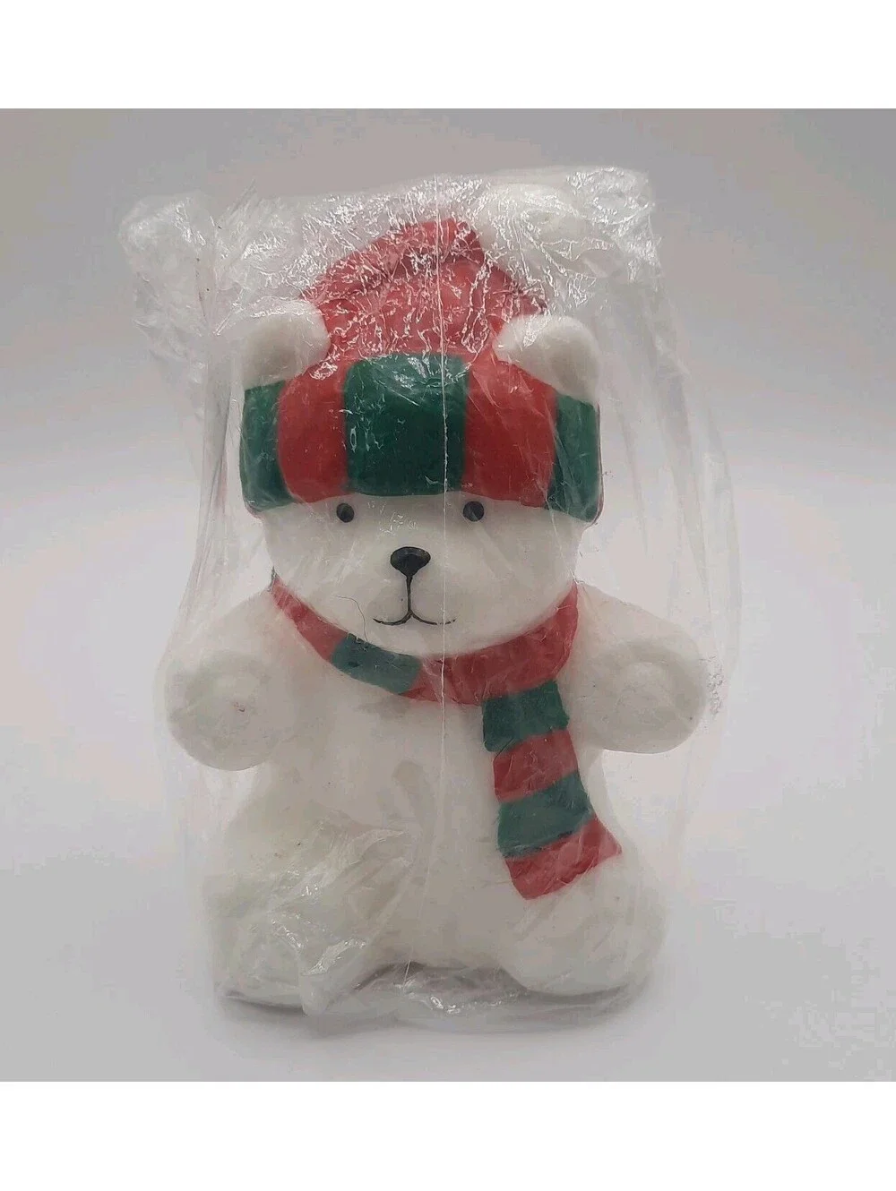VTG Ice Bear Wax Candle Figurine Hand Painted Christmas Decoration Polar Bear 7